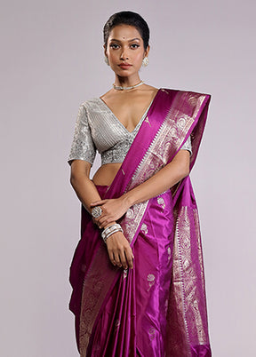 Pink Dupion Silk Saree With Blouse Piece