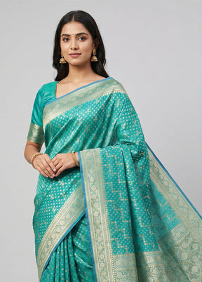 Blue Kora Silk Saree With Blouse Piece