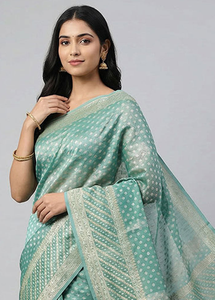 Blue Tissue Silk Saree With Blouse Piece