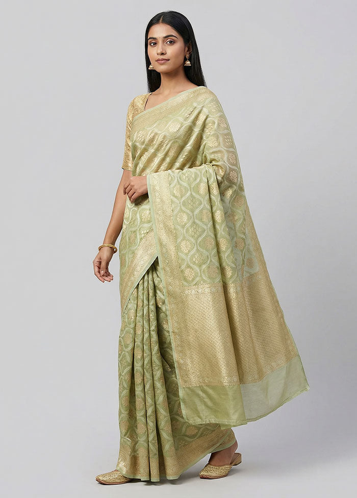 Cream Tissue Silk Saree With Blouse Piece