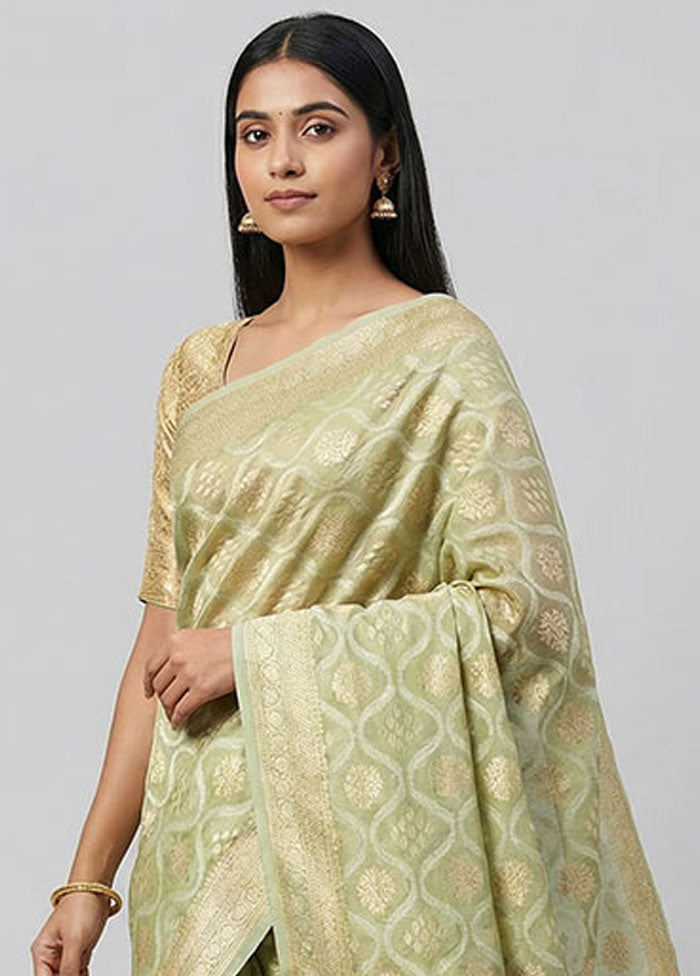 Cream Tissue Silk Saree With Blouse Piece