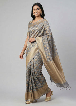Purple Tissue Silk Saree With Blouse Piece