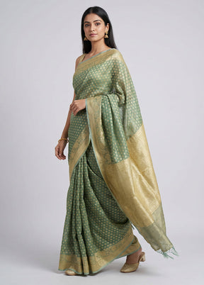 Blue Tissue Silk Saree With Blouse Piece