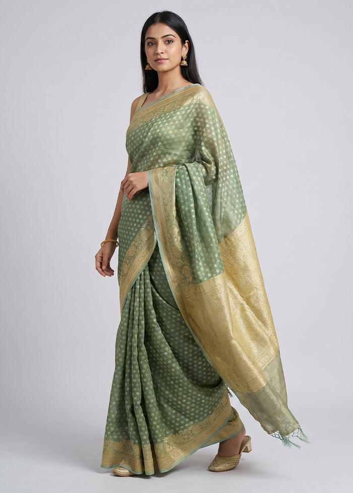 Blue Tissue Silk Saree With Blouse Piece