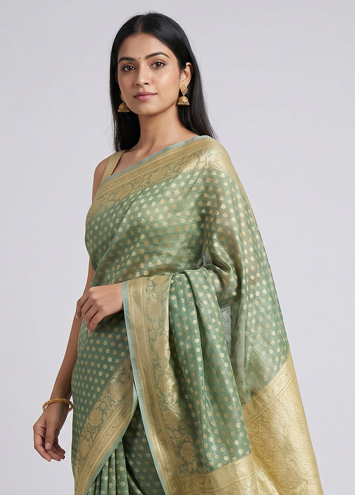 Blue Tissue Silk Saree With Blouse Piece