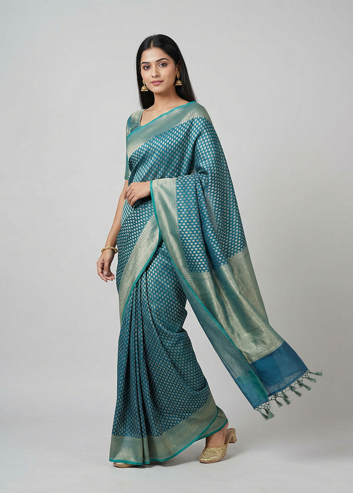 Green Kora Silk Saree With Blouse Piece