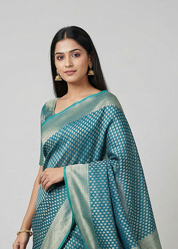 Green Kora Silk Saree With Blouse Piece