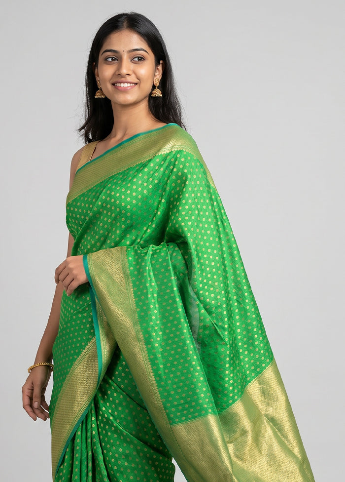 Green Kora Silk Saree With Blouse Piece