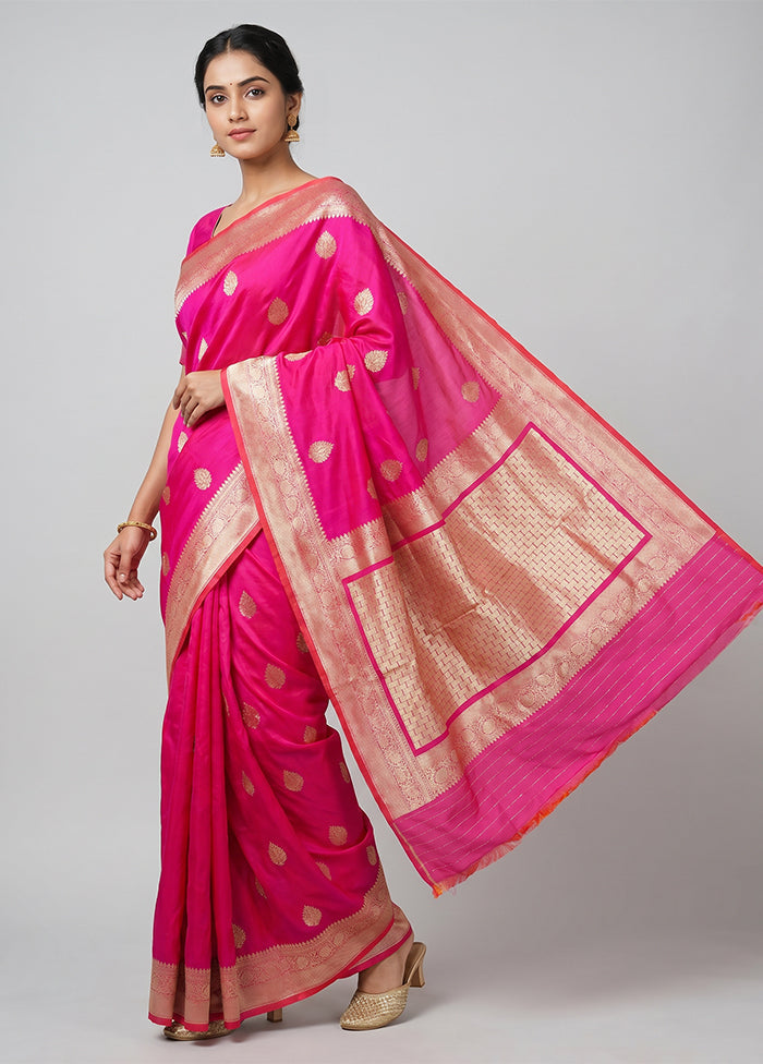 Pink Katan Silk Saree With Blouse Piece