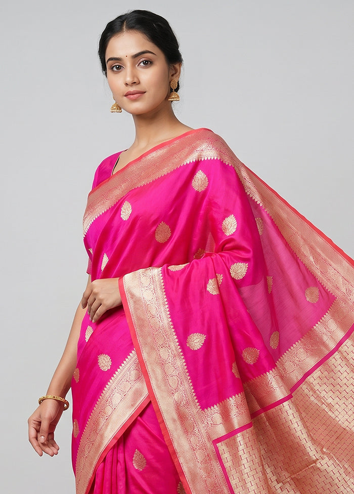 Pink Katan Silk Saree With Blouse Piece