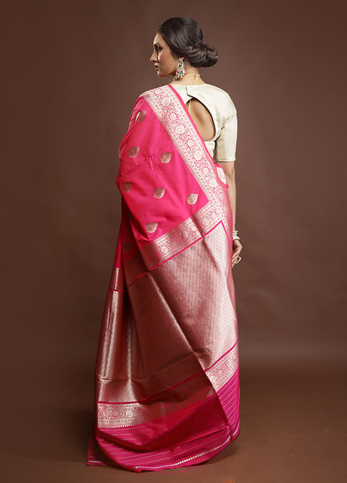Pink Katan Silk Saree With Blouse Piece
