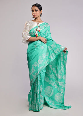 Green Pure Bishnupuri Silk Saree With Blouse Piece
