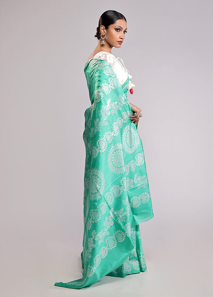 Green Pure Bishnupuri Silk Saree With Blouse Piece