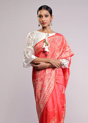 Pink Pure Bishnupuri Silk Saree With Blouse Piece
