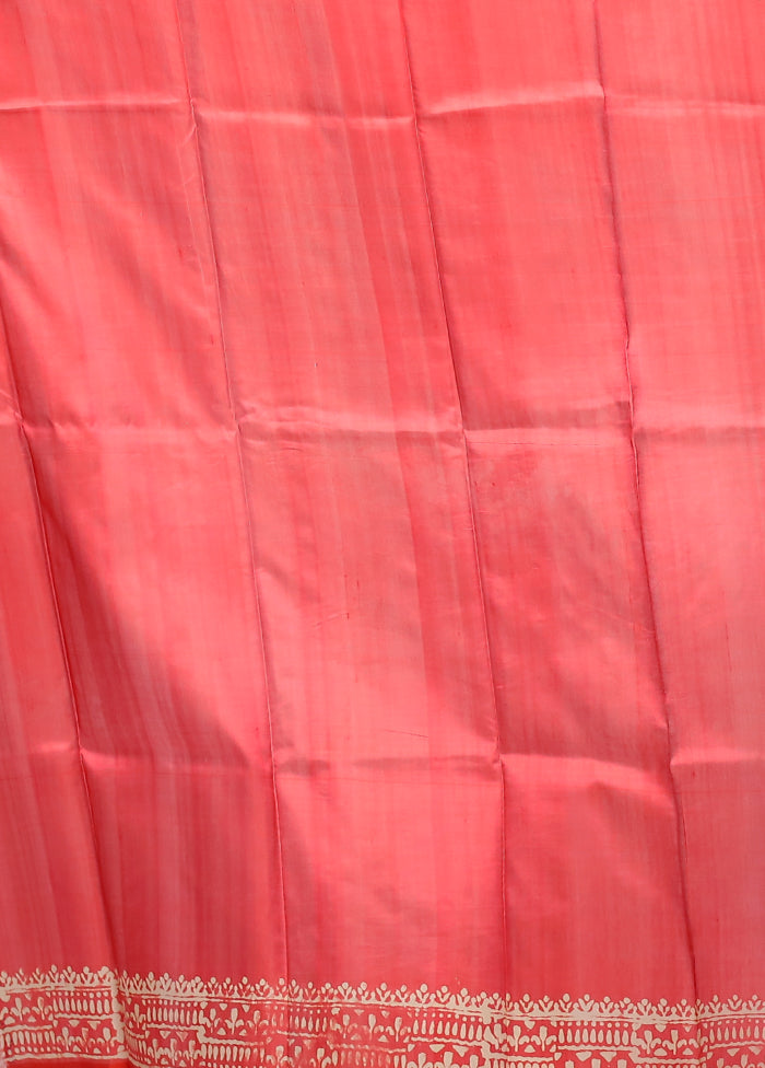 Pink Pure Bishnupuri Silk Saree With Blouse Piece