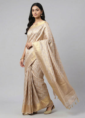 Cream Tissue Silk Saree With Blouse Piece