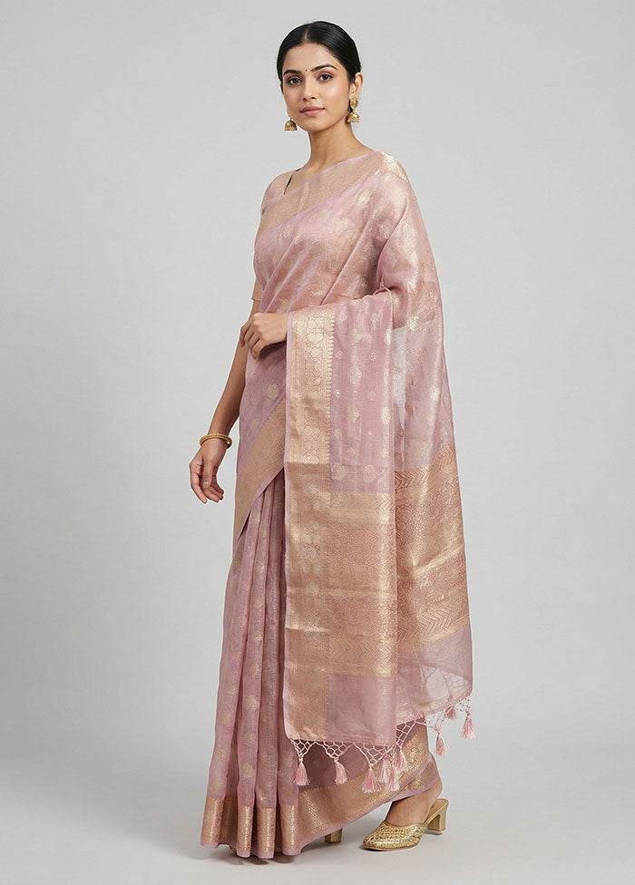 Pink Tissue Silk Saree With Blouse Piece