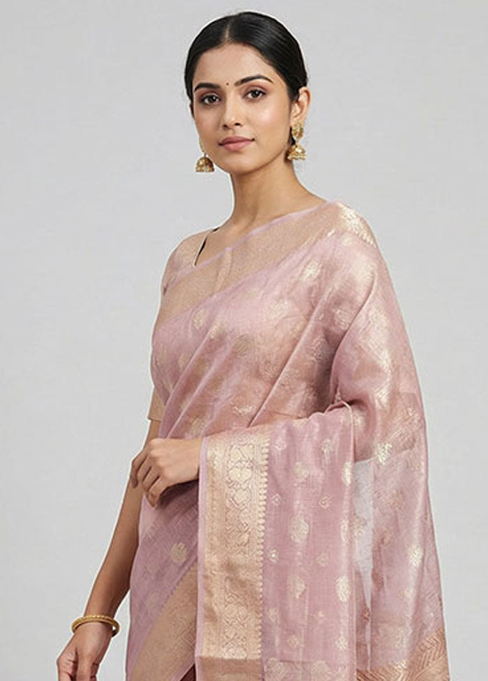Pink Tissue Silk Saree With Blouse Piece