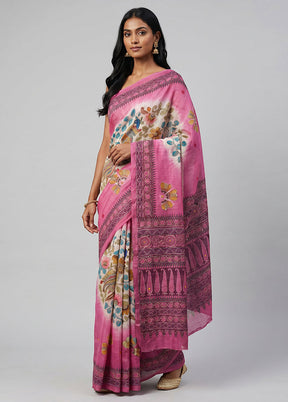 Multicolor Handloom Tussar Pure Silk Saree With Blouse Piece