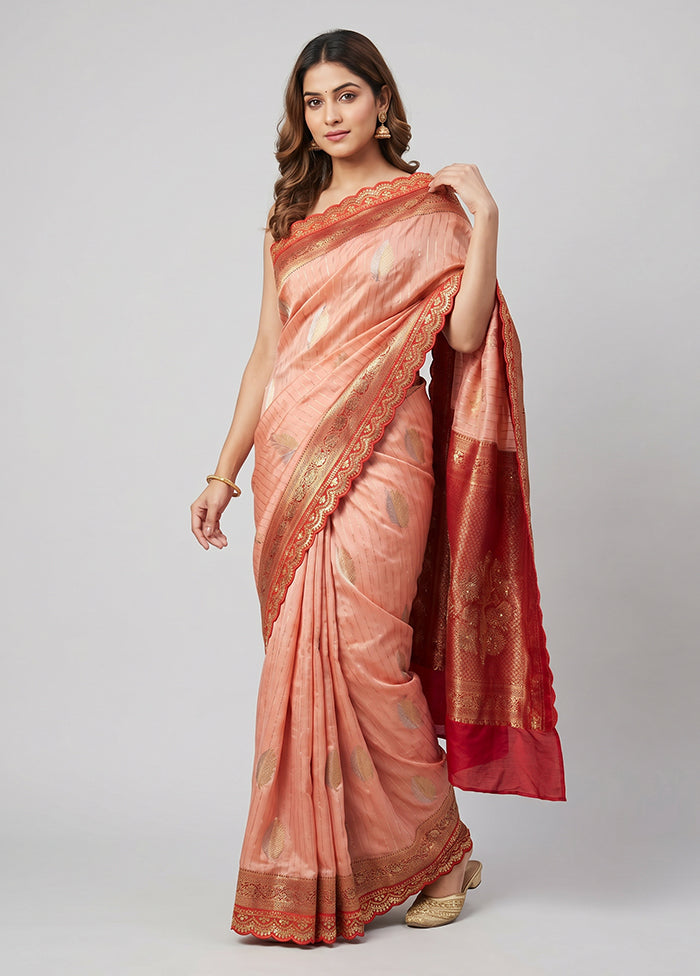 Pink Dupion Silk Saree With Blouse Piece
