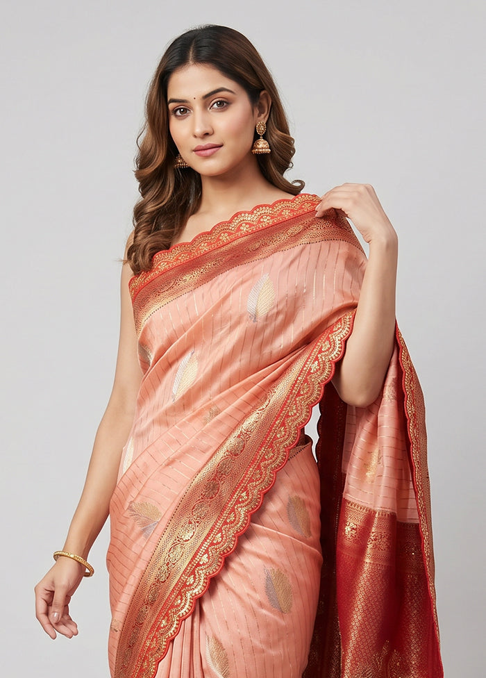Pink Dupion Silk Saree With Blouse Piece