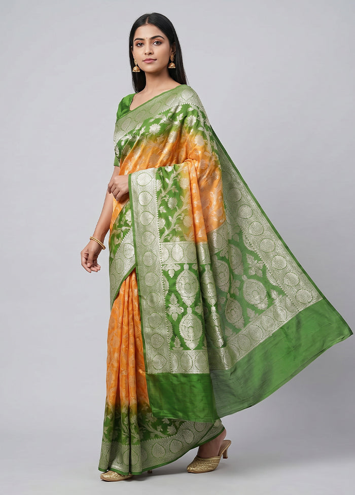 Yellow Handloom Pure Georgette Saree With Blouse Piece