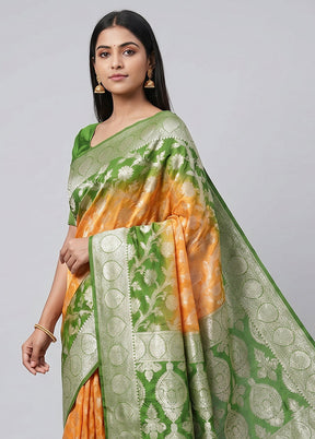 Yellow Handloom Pure Georgette Saree With Blouse Piece