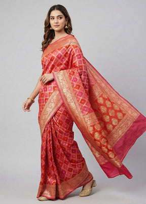 Pink Handloom Pure Georgette Saree With Blouse Piece