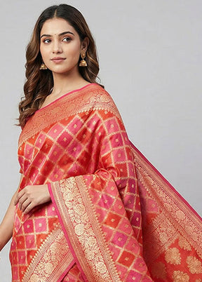 Pink Handloom Pure Georgette Saree With Blouse Piece