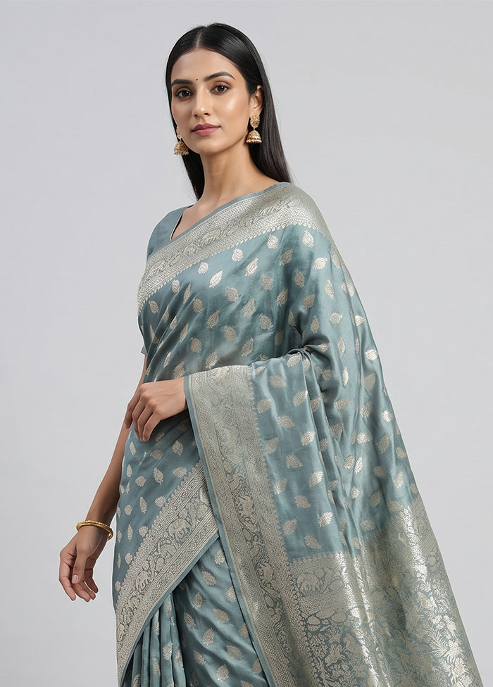 Blue Handloom Pure Georgette Saree With Blouse Piece