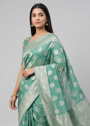 Blue Handloom Pure Georgette Saree With Blouse Piece