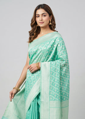 Green Kora Silk Saree With Blouse Piece