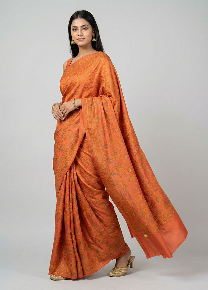 Pink Handloom Jamewar Pure Silk Saree With Blouse Piece
