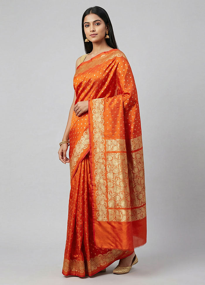 Red Handloom Banarasi Pure Silk Saree With Blouse Piece