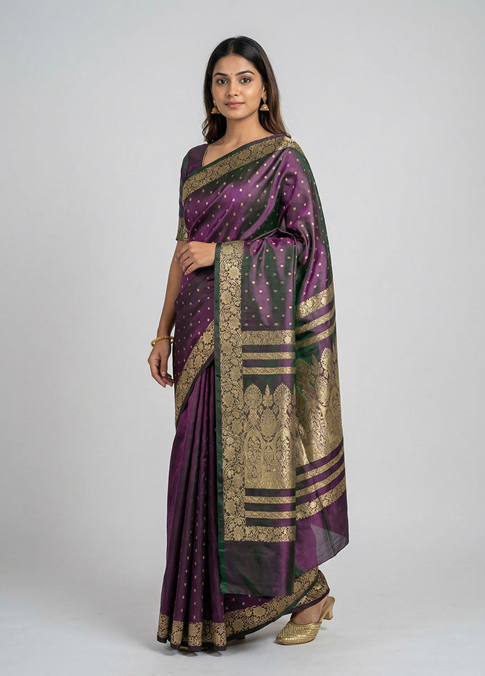 Green Handloom Banarasi Pure Silk Saree With Blouse Piece