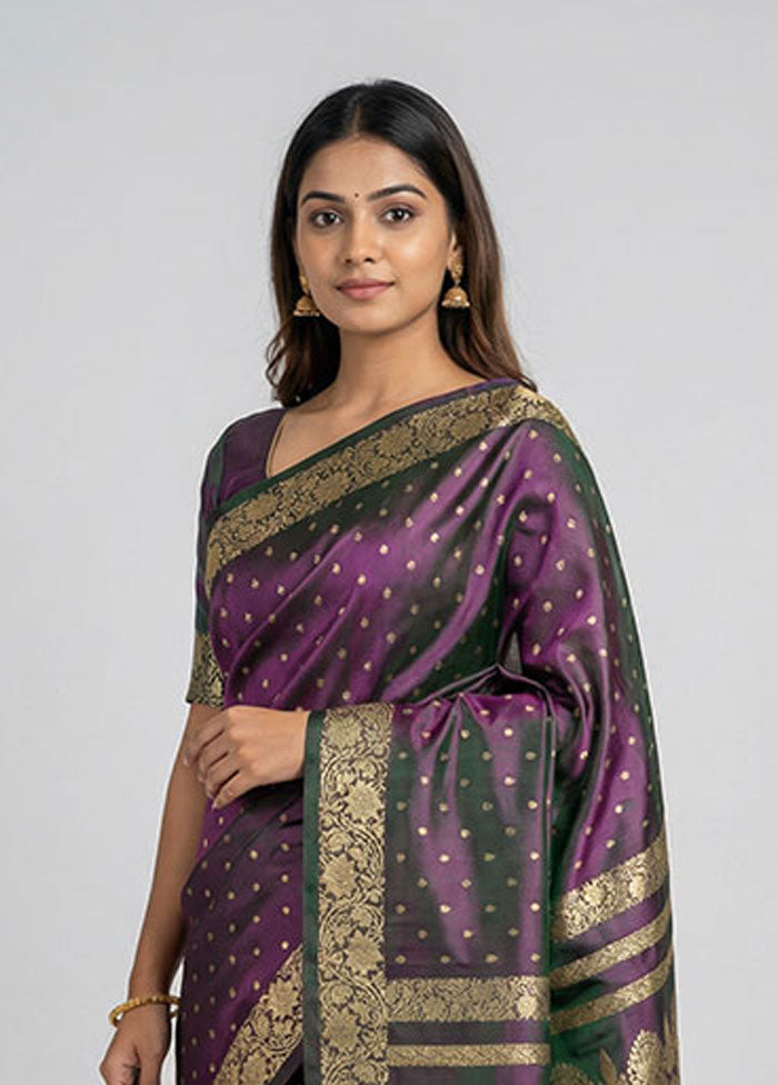Green Handloom Banarasi Pure Silk Saree With Blouse Piece