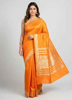Yellow Handloom Banarasi Pure Silk Saree With Blouse Piece