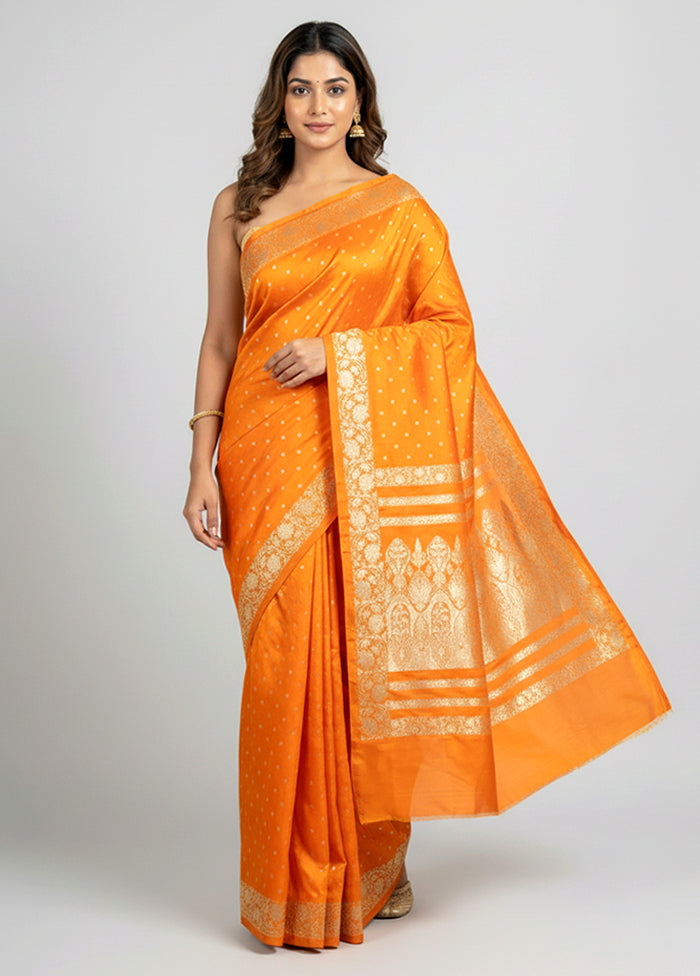 Yellow Handloom Banarasi Pure Silk Saree With Blouse Piece