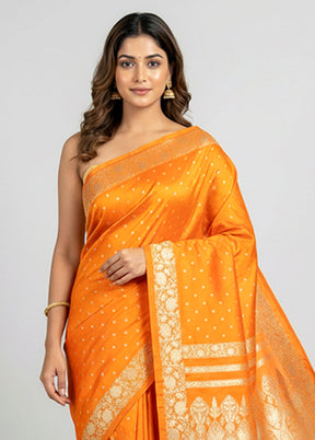 Yellow Handloom Banarasi Pure Silk Saree With Blouse Piece