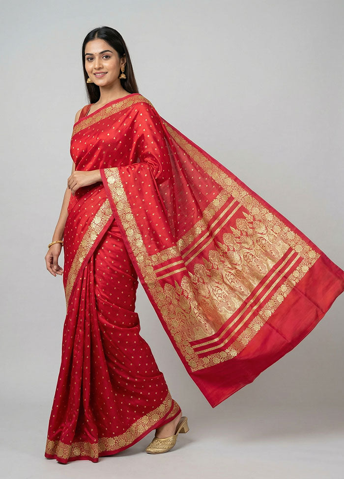 Pink Handloom Banarasi Pure Silk Saree With Blouse Piece