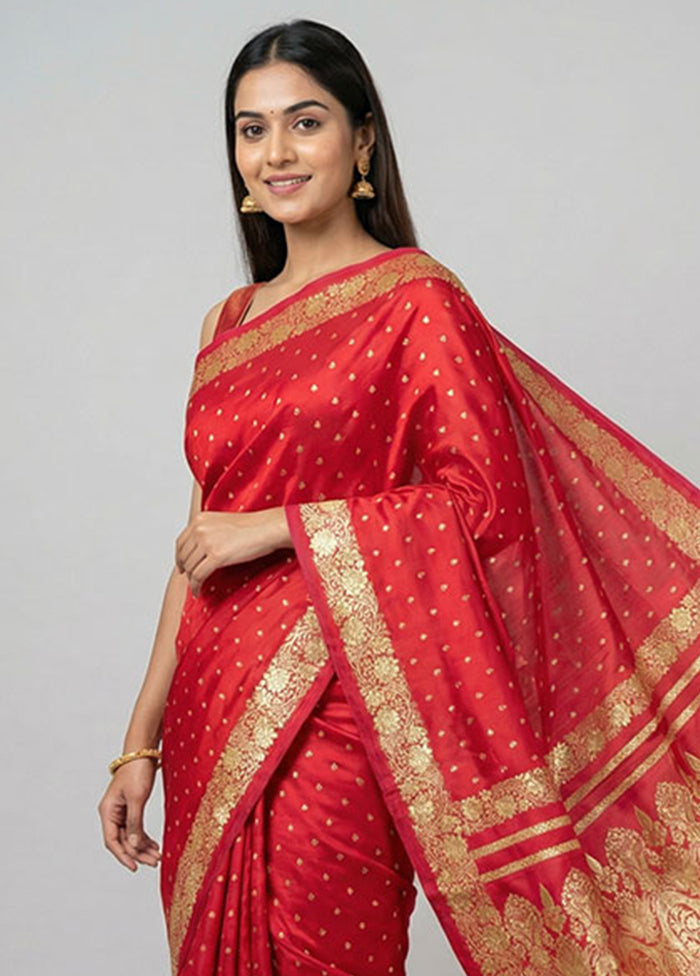 Pink Handloom Banarasi Pure Silk Saree With Blouse Piece