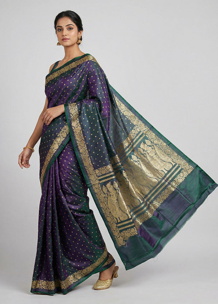 Green Handloom Banarasi Pure Silk Saree With Blouse Piece