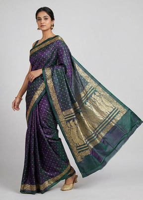 Green Handloom Banarasi Pure Silk Saree With Blouse Piece