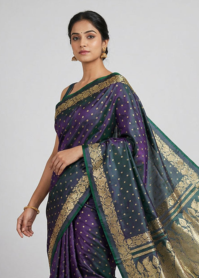 Green Handloom Banarasi Pure Silk Saree With Blouse Piece