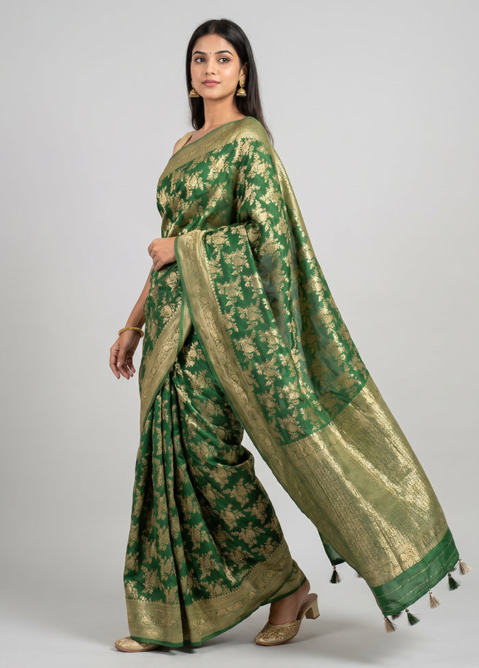 Green Georgette Saree With Blouse Piece