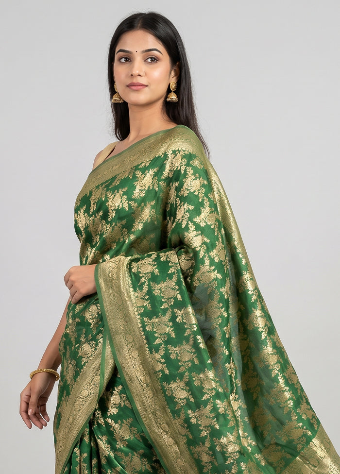 Green Georgette Saree With Blouse Piece