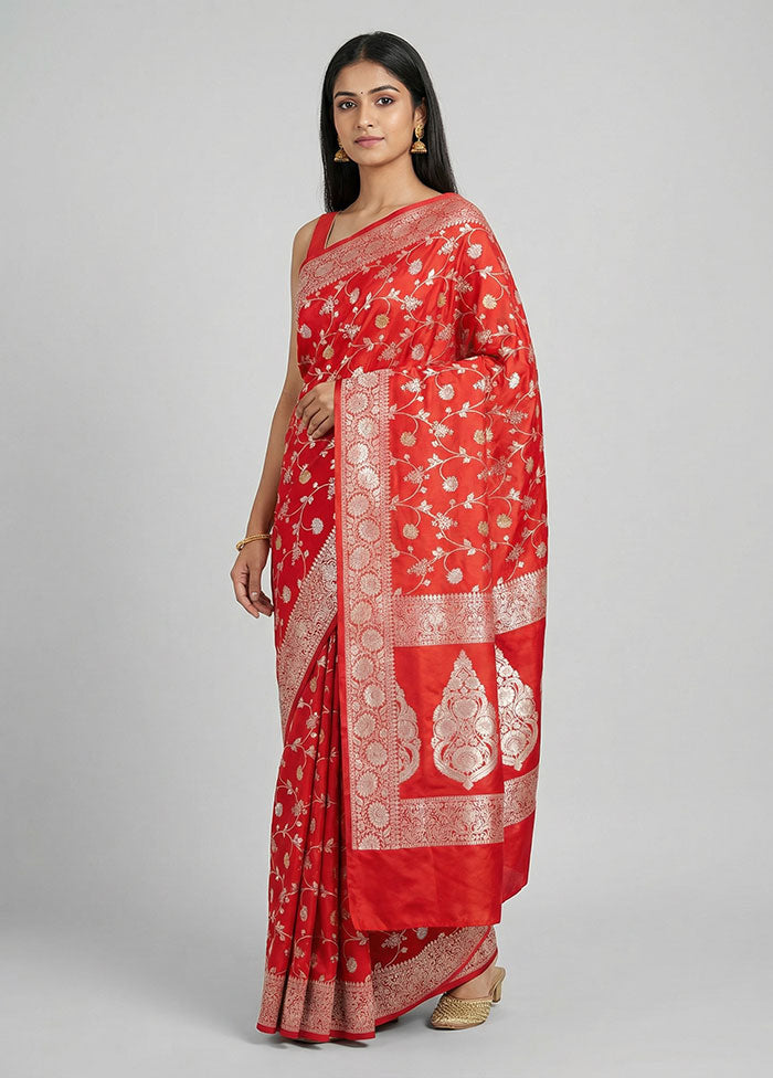 Red Uppada Silk Saree With Blouse Piece