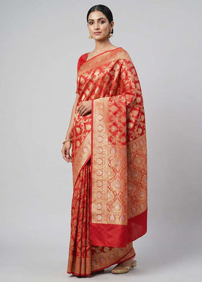 Pink Dupion Silk Saree With Blouse Piece
