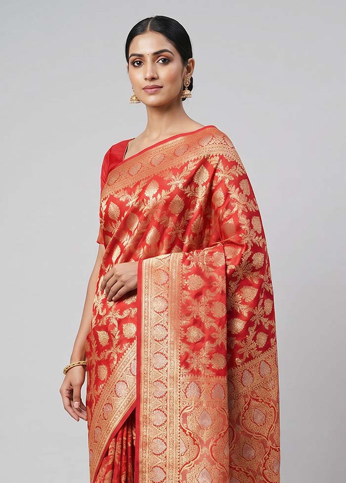 Pink Dupion Silk Saree With Blouse Piece