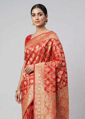 Pink Dupion Silk Saree With Blouse Piece
